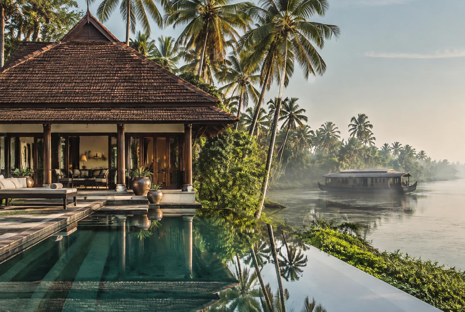 Resort infinity pool at sunset
